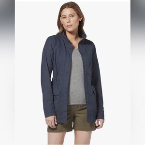 Royal Robbins Billy Goat II Travel Chore Jacket Womens Sz M Blue Stretch Cotton